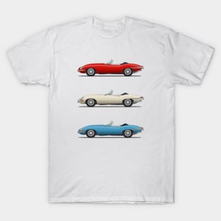 Jaguar E Type Roadster Red White And Blue T-Shirt